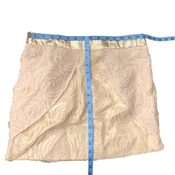 NWT 2b. RYCH | 2B. Rych Cream Gold & Rosette Skirt Size 8 (M) mini Date skirt - Picture 4 of 7